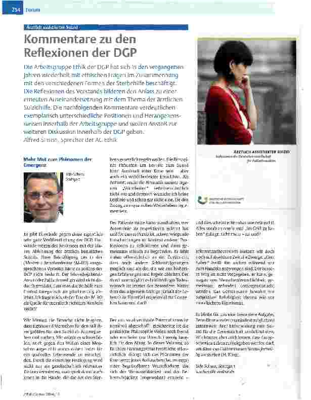 Vorschauseite 1: Kommentare zu den Reflexionen der DGP