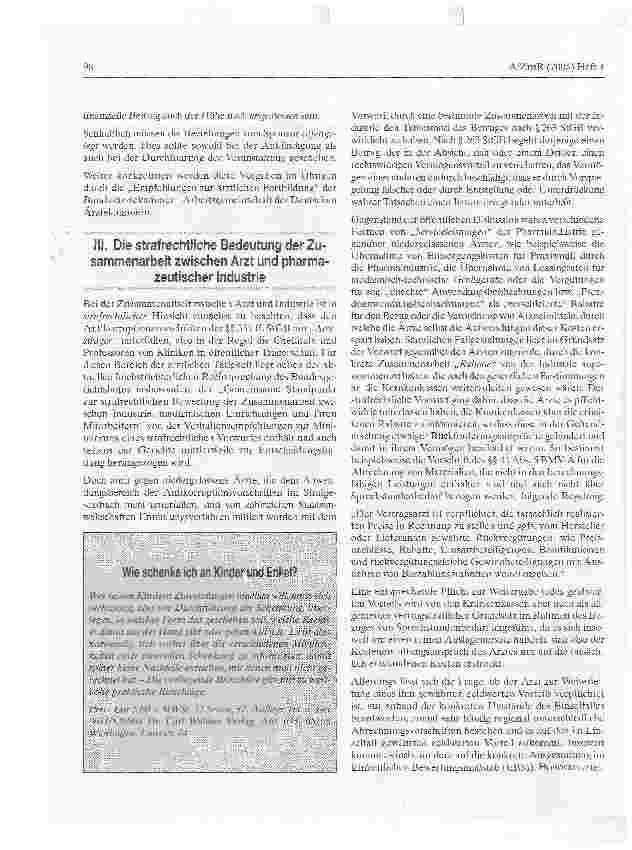 Vorschauseite 6: Die Zusammenarbeit zwischen Arzt und Industrie-Eine Orientierungshilfe für den niedergelassenen Arzt-