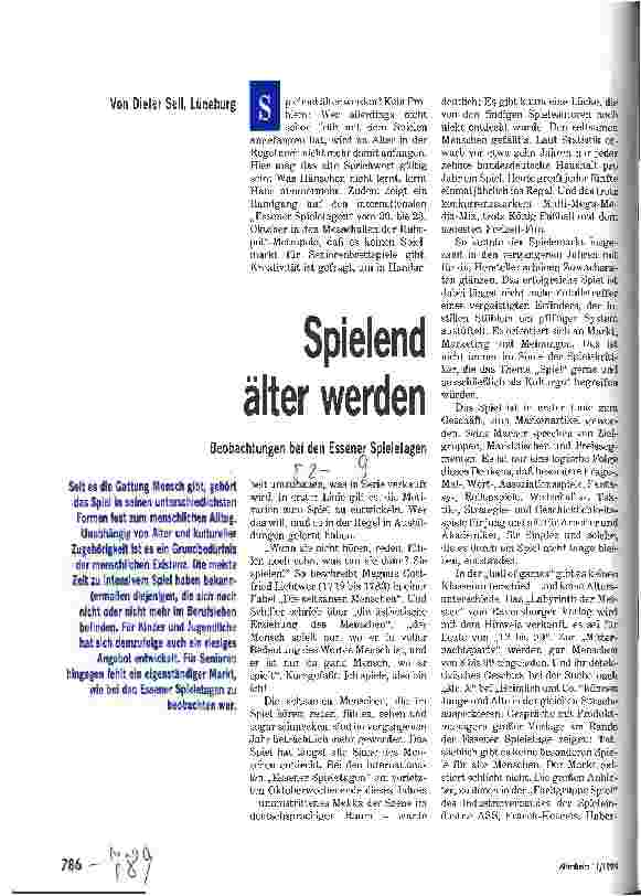 Vorschauseite 1: Spielend älter werden Beobachtungen bei den Essener Spieletagen