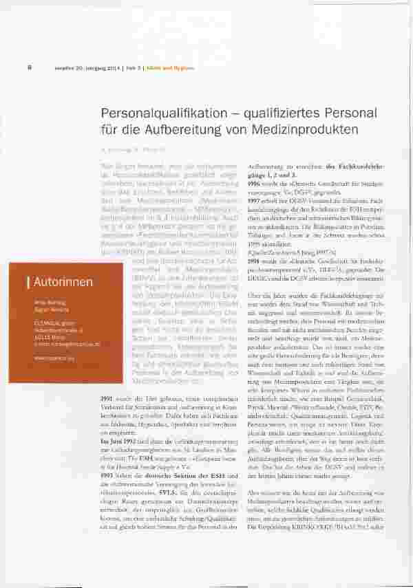 Vorschauseite 1: Personalqualifikation qualifiziertes Personal für die Aufbereitung von Medizinprodukten