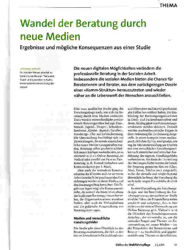 Vorschauseite 1: Wandel der Beratung durch neue Medien