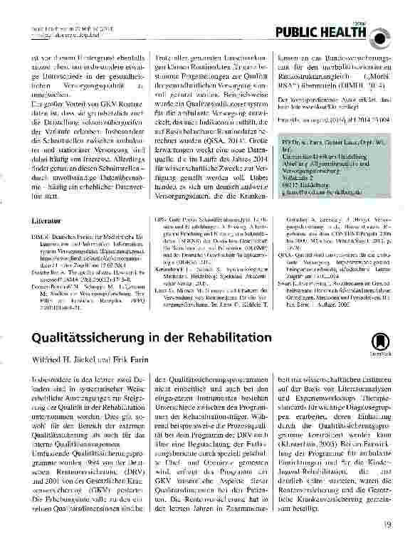 Vorschauseite 1: Qualitätssicherung in der Rehabilitation