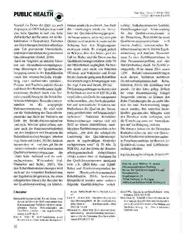 Vorschauseite 2: Qualitätssicherung in der Rehabilitation