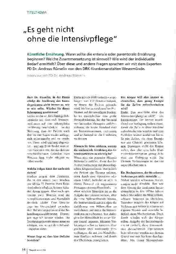Vorschauseite 1: Es geht nicht ohne die Intensivpflege