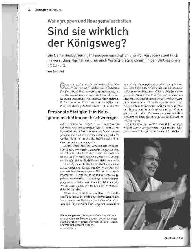 Vorschauseite 1: Wohngruppen und HausgemeinschaftenSind sie wirklich der Königsweg?