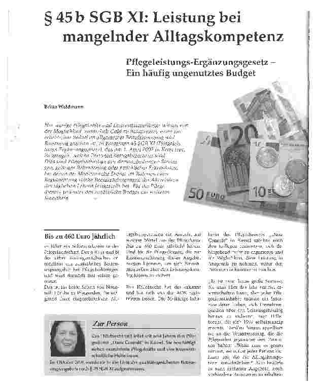 Vorschauseite 1: § 45 b SGB XI: Leistung bei mangelnder AlltagskompetenzPflegeleistungs-Ergänzungsgesetz -Ein häufig ungenutztes Budget