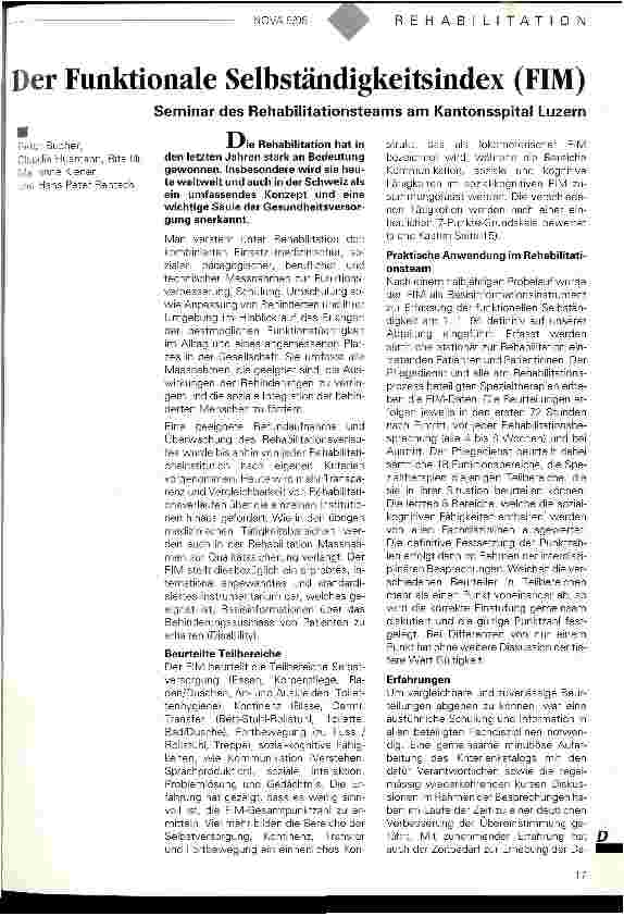 Vorschauseite 1: Der Funktionale Selbständigkeitsindex (FIM)