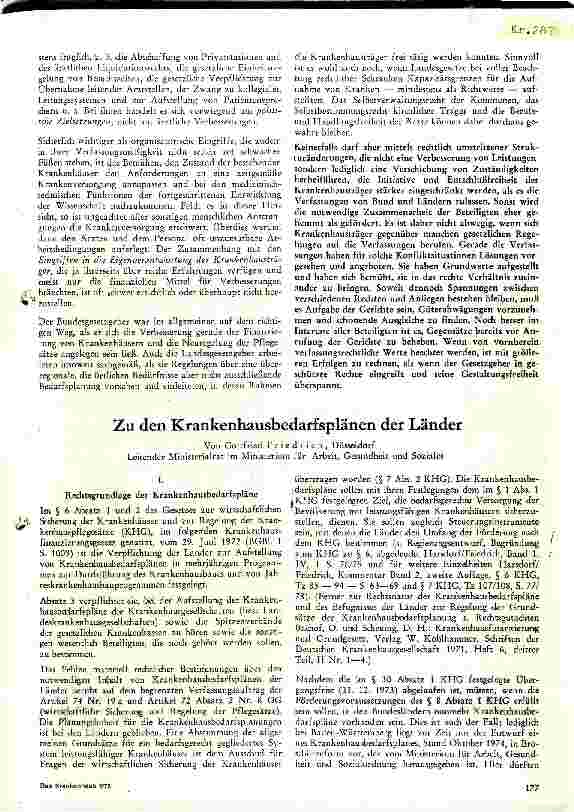 Vorschauseite 1: Zu den Krankenhausbedarfsplänen der Länder