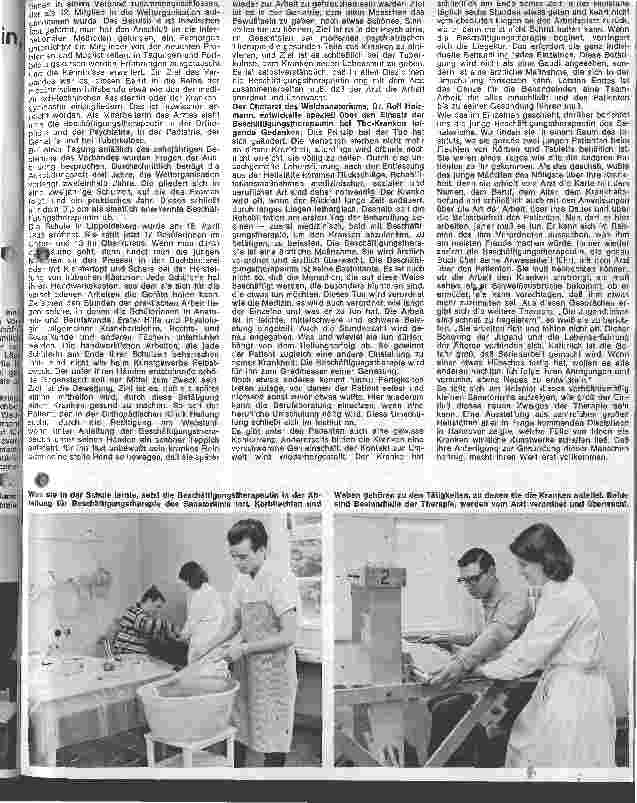 Vorschauseite 2: Beschäftigungstherapeutin, ein noch junger medizinischer Hilfsberuf Schule und Praxis im Waldsanatorium der Inneren Mission Pfeifengrund