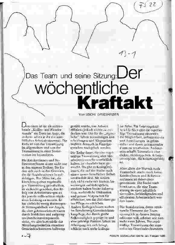 Vorschauseite 1: Das Team und seine Sitzung: Der wöchentliche Kraftakt