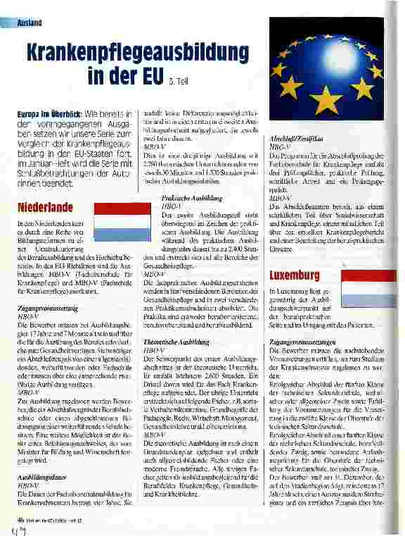 Vorschauseite 1: Krankenpflegeausbildung in der EU 3. Teil