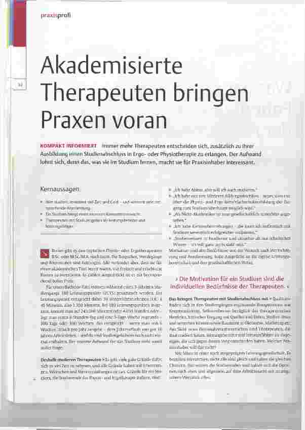 Vorschauseite 1: Akademisierte Therapeuten bringen Praxen voran