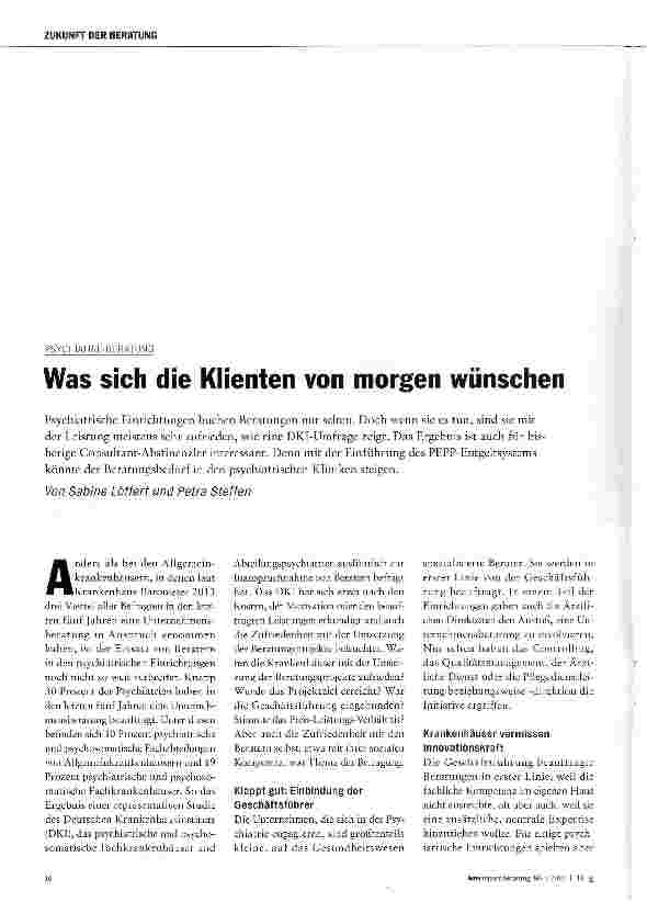 Vorschauseite 1: Was sich die Klienten von morgen wünschen