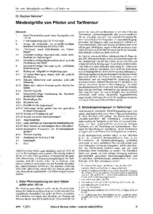 Vorschauseite 1: Mindestgröße von Piloten und Tarifzensur