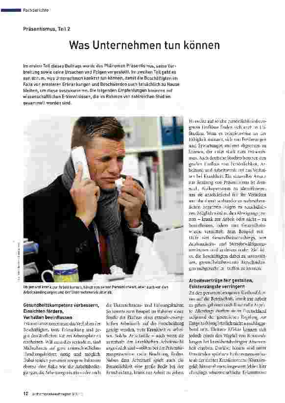 Vorschauseite 1: Präsentismus, Teil 2 Was Unternehmen tun können