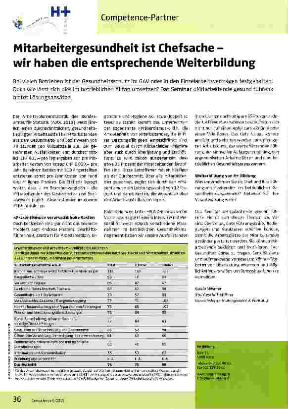 Vorschauseite 1: Mitarbeitergesundheit ist Chefsache - wir haben die entsprechende Weiterbildung