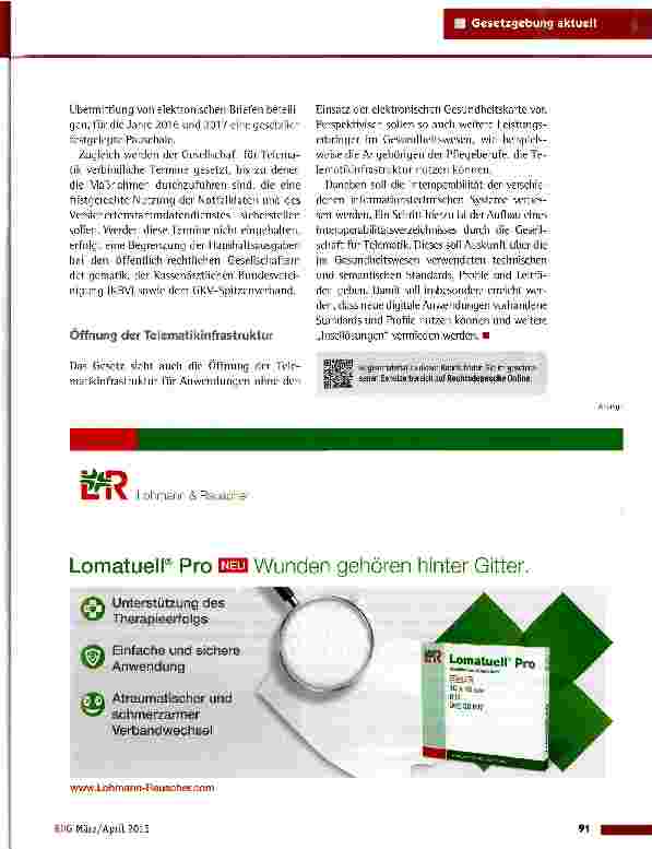 Vorschauseite 2: Entwurf eines Gesetzes für sichere digitale Kommunikation und Anwen-dungen im Gesundheitswesen („E-Health-Gesetz)