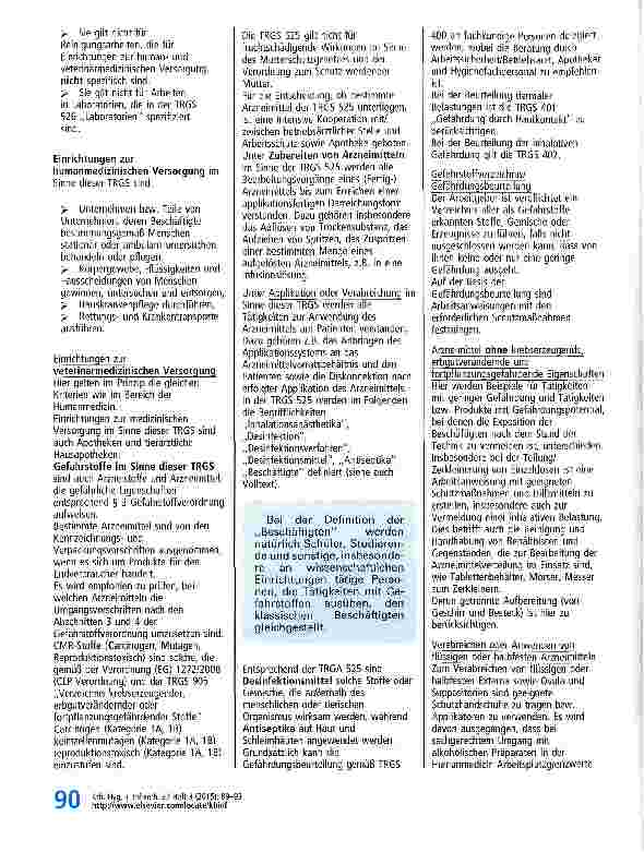 Vorschauseite 2: TRGS 525 - Gefahrstoffe in Einrichtungen der medizinischen Versorgung - Technische Regeln für Gefahrstoffe