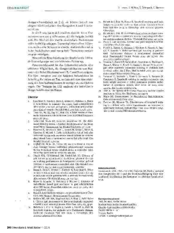 Vorschauseite 6: Das Lokomotionsstudio: eine effektive und effiziente Lokomotionstherapie in der Gruppe für Patienten der Phasen B, C und D der neurologischen Rehabilitation