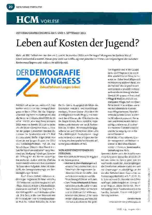Vorschauseite 1: Leben auf Kosten der Jugend?