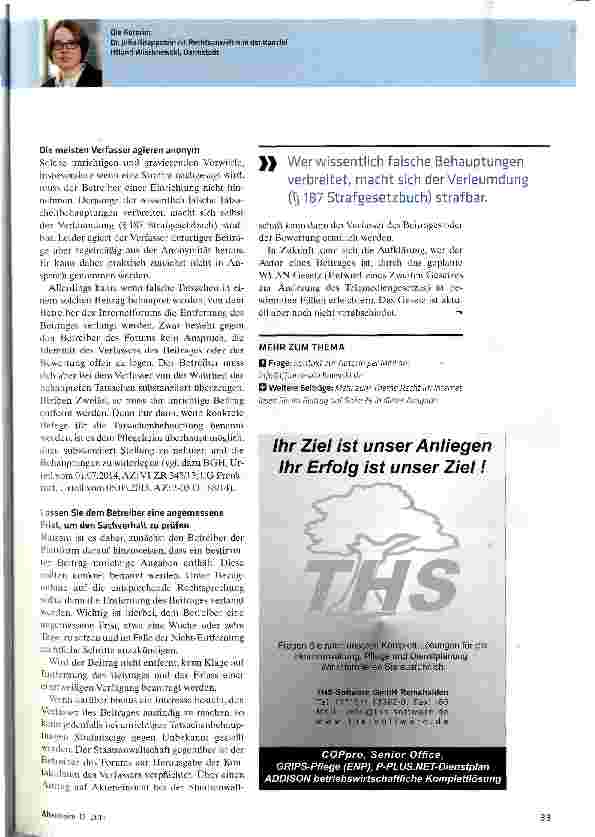 Vorschauseite 2: Schwere Verleumdungen im Internet nicht hinnehmen