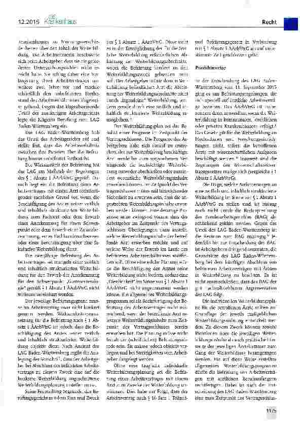 Vorschauseite 2: Individueller Weiterbildungsplan als Voraus-setzung für die Befristung von Arbeitsver-trägen mit Ärzten in Weiterbildung
