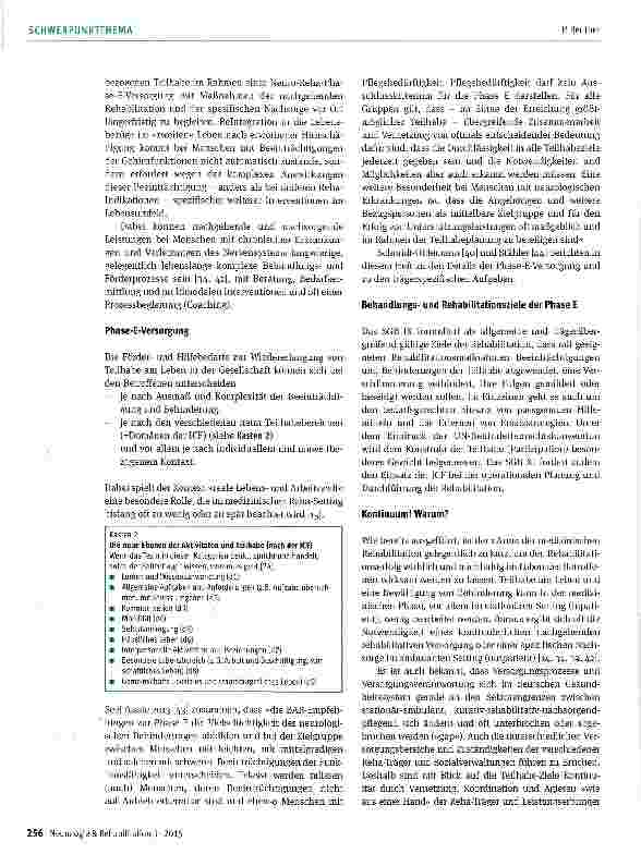 Vorschauseite 3: Die neurologische Rena-Phase E: Nachgehende Leistungen zur medizinischen und sozialen (Re-)lntegration und Teilhabe bei neurologischen Erkrankungen - ein Kontinuum? !