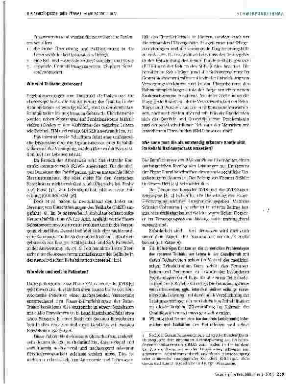 Vorschauseite 6: Die neurologische Rena-Phase E: Nachgehende Leistungen zur medizinischen und sozialen (Re-)lntegration und Teilhabe bei neurologischen Erkrankungen - ein Kontinuum? !