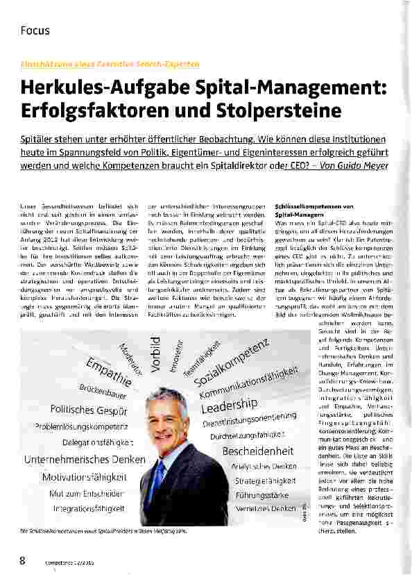 Vorschauseite 1: Herkules-Aufgabe Spital-Management: Erfolgsfaktoren und Stolpersteine