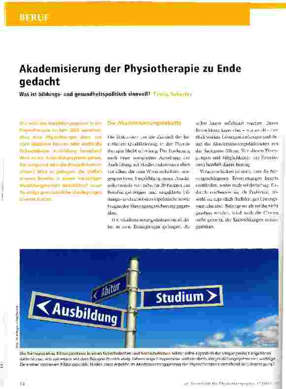 Vorschauseite 1: Akademisierung der Physiotherapie zu Ende gedacht