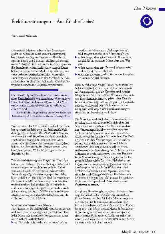Vorschauseite 1: Erektionsstörungen - Aus für die Liebe?