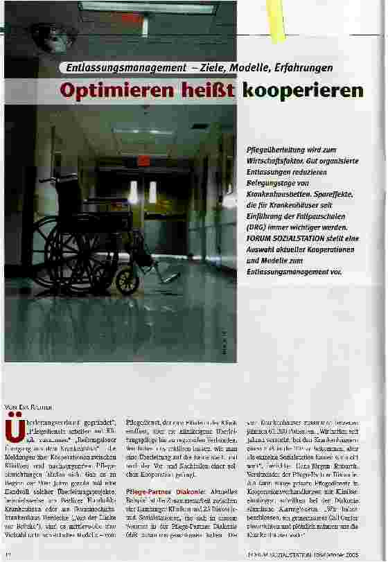 Vorschauseite 1: Entlassungsmanagement - Ziele, Modelle, ErfahrungenOptimieren heißt kooperieren