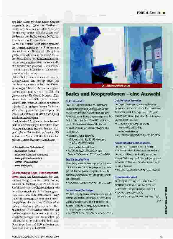 Vorschauseite 4: Entlassungsmanagement - Ziele, Modelle, ErfahrungenOptimieren heißt kooperieren