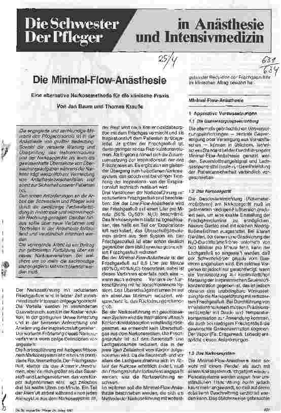 Vorschauseite 1: Die Minimal-Flow-Anästhesie Eine alternative Narkosemethode für die klinische Praxis