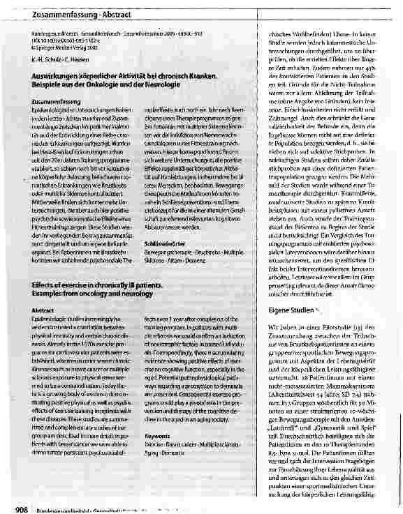 Vorschauseite 3: Auswirkungen körperlicher Aktivität bei chronisch KrankenBeispiele aus der Onkologie und der Neurologie