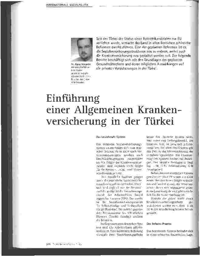 Vorschauseite 1: Einführung einer Allgemeinen Krankenversicherung in der Türkei