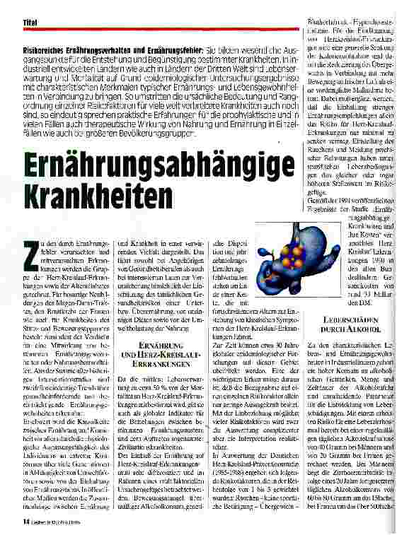 Vorschauseite 1: Ernährungsabhängige Krankheiten Risikoreiches Ernährungsverhalten und Ernährungsfehler