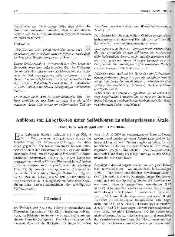 Vorschauseite 2: Unzulässige Internet-Schleichwerbung eines Arztes