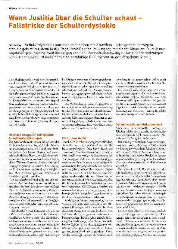 Vorschauseite 1: Wenn Justitia über die Schulter schaut Fallstricke der Schulterdystokie