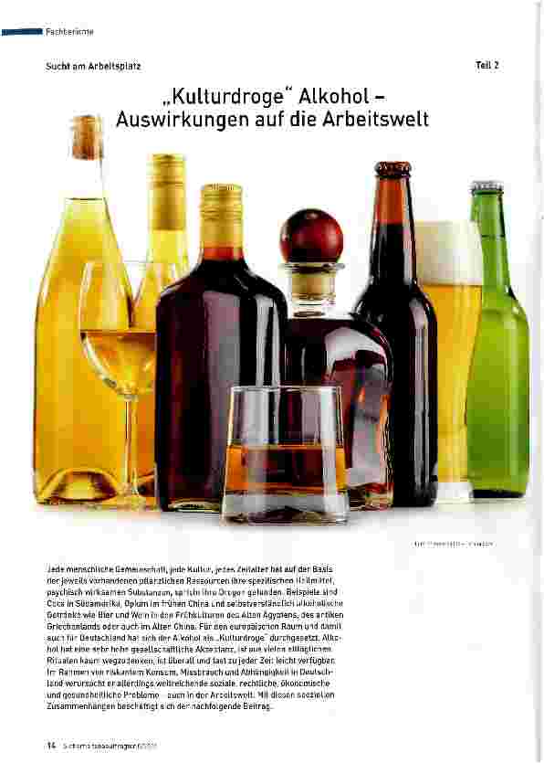 Vorschauseite 1: Sucht am Arbeitsplatz Teil 2 Kulturdroge Alkohol - Auswirkungen auf die Arbeitswelt