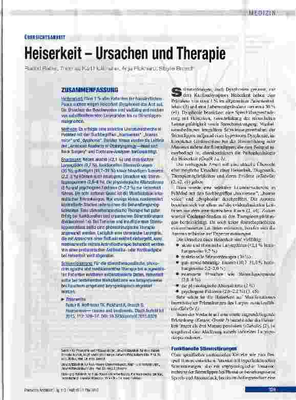 Vorschauseite 1: Heiserkeit - Ursachen und Therapie