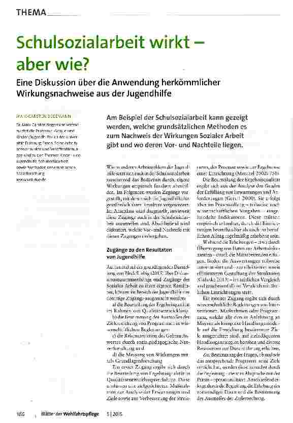 Vorschauseite 1: Schulsozialarbeit wirkt -aber wie?