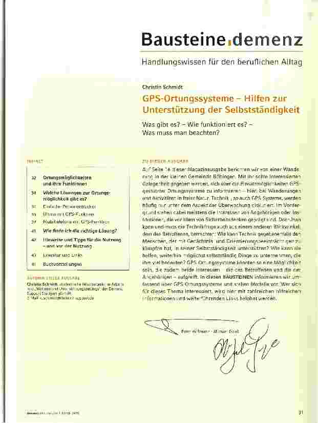Vorschauseite 1: GPS-Ortungssysteme - Hilfen zur Unterstützung der Selbstständigkeit