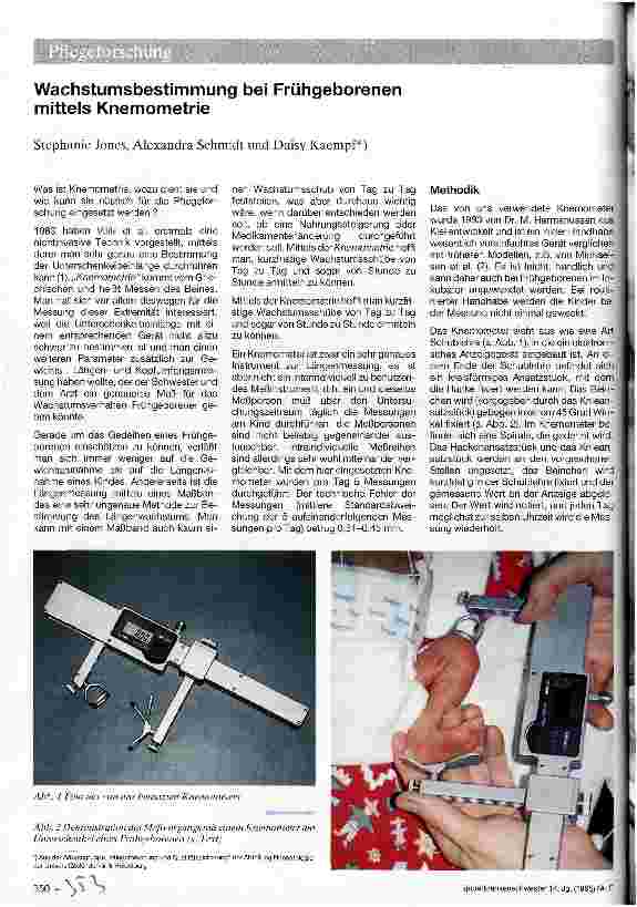 Vorschauseite 1: Wachstumsbestimmung bei Frühgeborenen mittels Knemometrie