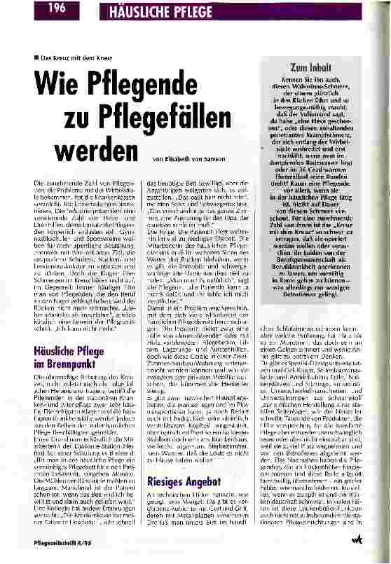 Vorschauseite 1: Wie Pflegende zu Pflegefällen werden Das Kreuz mit dem Kreuz