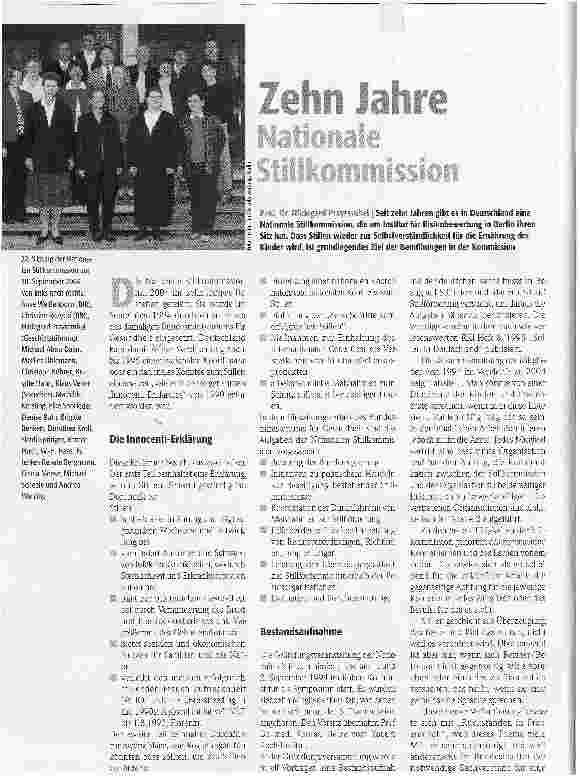 Vorschauseite 1: Zehn Jahre nationale Stillkommission