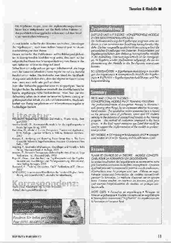Vorschauseite 6: Lust und Last mit Theorie - Konzeptionelle Modelle in der Ergotherapieausbildung