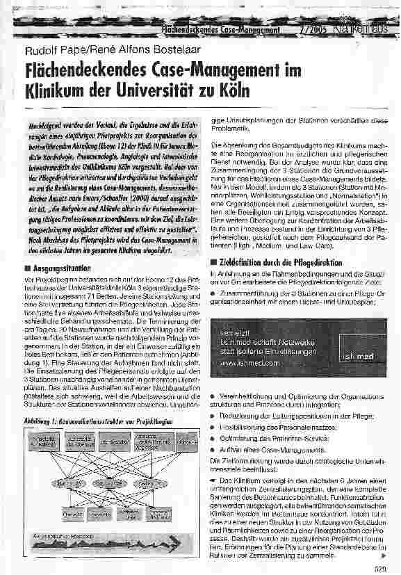 Vorschauseite 1: Flächendeckendes Case-Management im Klinikum der Universität zu Köln