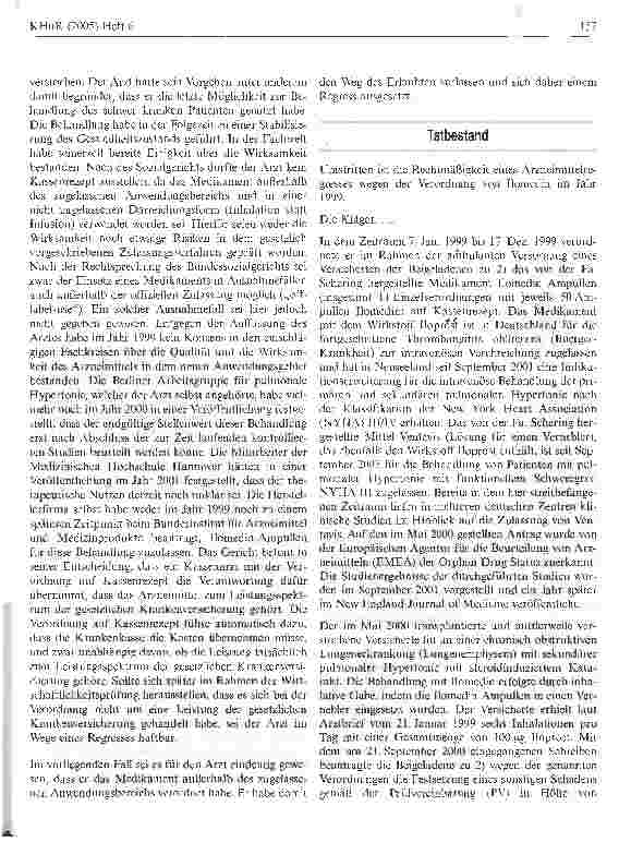 Vorschauseite 2: Medikamentenerprobung per Kassenrezept ist nicht erlaubt- Regressforderung gegen Klinikdirektor