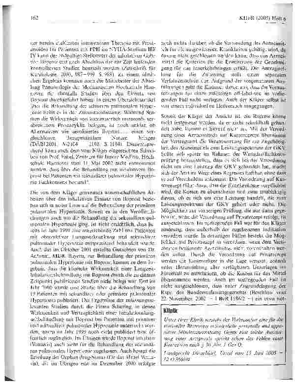 Vorschauseite 6: Medikamentenerprobung per Kassenrezept ist nicht erlaubt- Regressforderung gegen Klinikdirektor